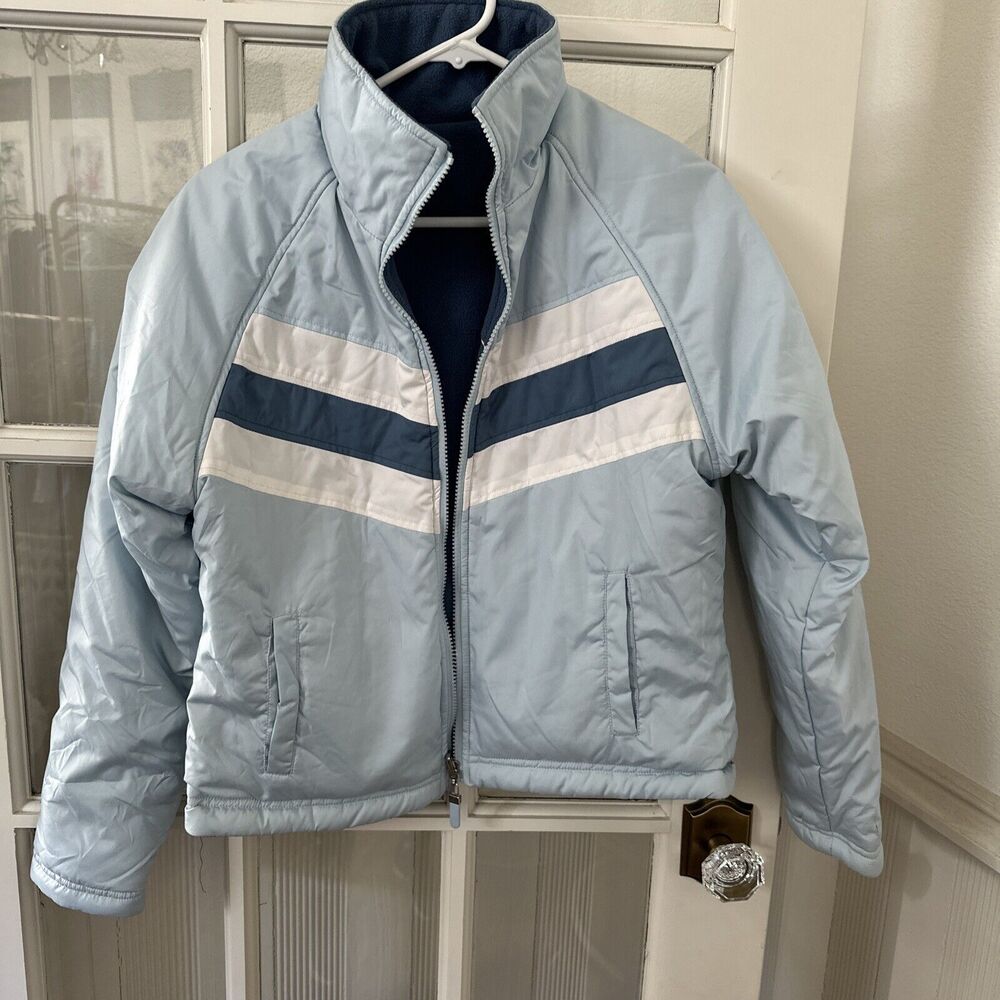 Marcelle Renée Coat Reversible Puffer Fleece Retro Blue Women's M